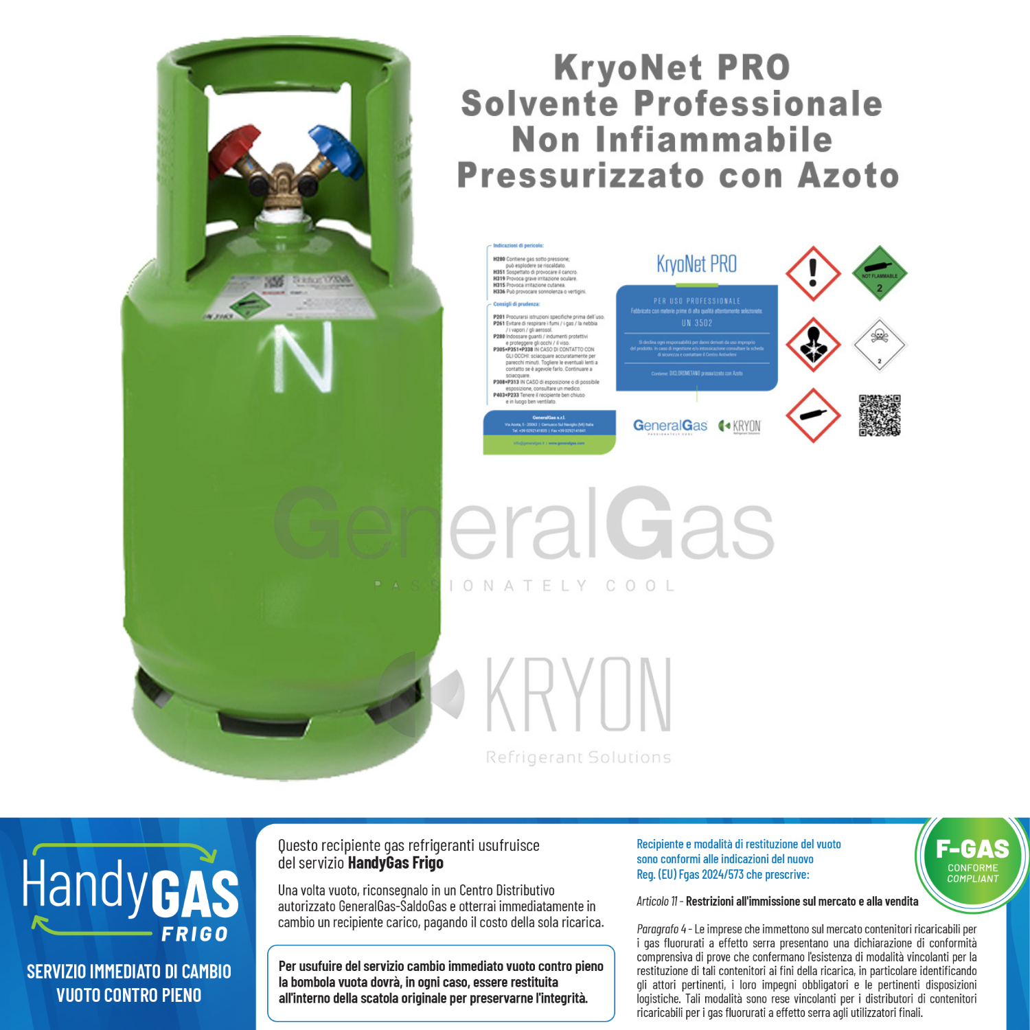 GK-Lab KryoNet PRO (inkl. Flasche) Lösungsmittel für den professionellen Einsatz, nicht brennbar, für Klima- und Kälteanlagen, mit Stickstoff unter Druck, in 13-Liter-Flasche - 10 kg