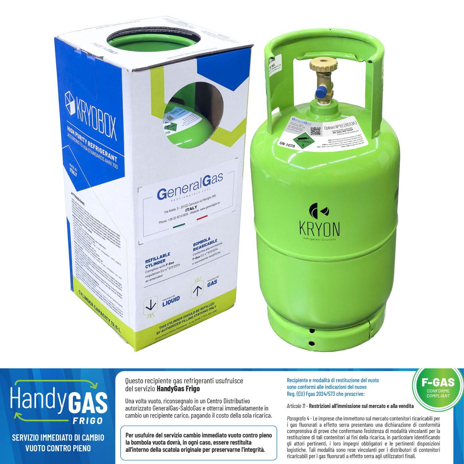 R513A Chemours™ Opteon® XP10 (HFO-HFC) in Flasche Cryobox 13,6 Lt. - 12,0 Kg.