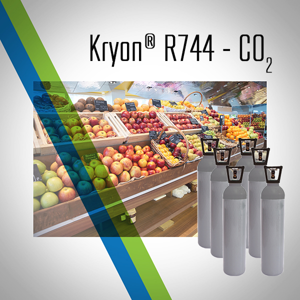 R744 Kryon® 744 - CO2 Kohlendioxidkühlung in einer Mehrwegflasche - 27 Lt - 20 Kg - Einphasenventil (Gas)