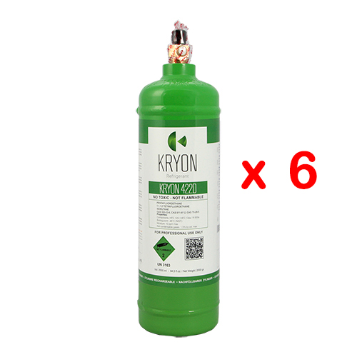 6 x R422D Paket 6 KryoSmart-Flaschen - 2.5Lt / 2Kg - 48 Bar - Kohlenstoffstahl - Ventil ¼ SAE RH