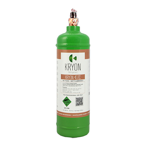 R407C KryoSmart Zylinder - 2.5Lt / 2Kg - 48 Bar - Kohlenstoffstahl - Ventil ¼ SAE RH