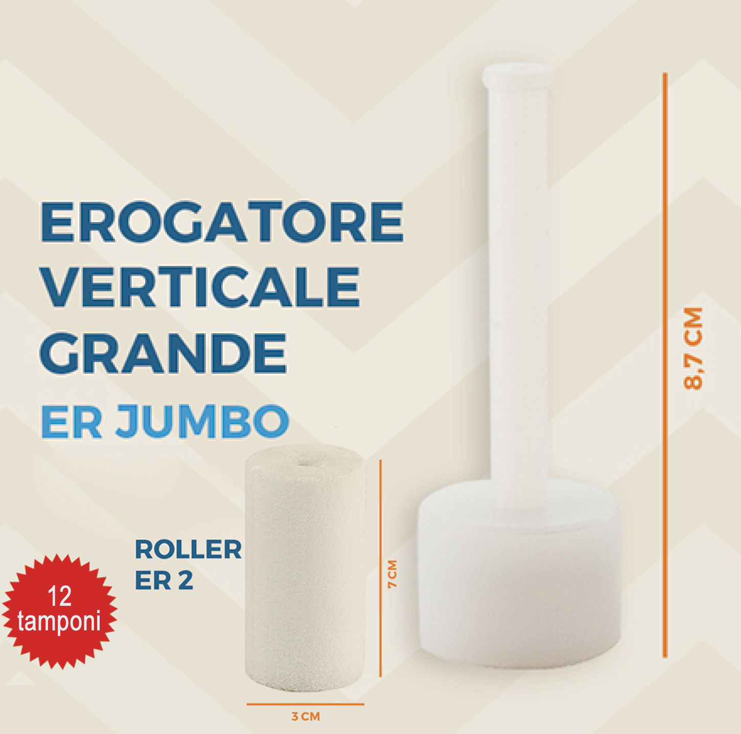 BKFLASH - code ER JUMBO + 12 x ROLLER ER2 JUMBO - Ersatzteilset bestehend aus 1 großen vertikalen Düse + 12 großen Pads (pro 40 ml Flasche)