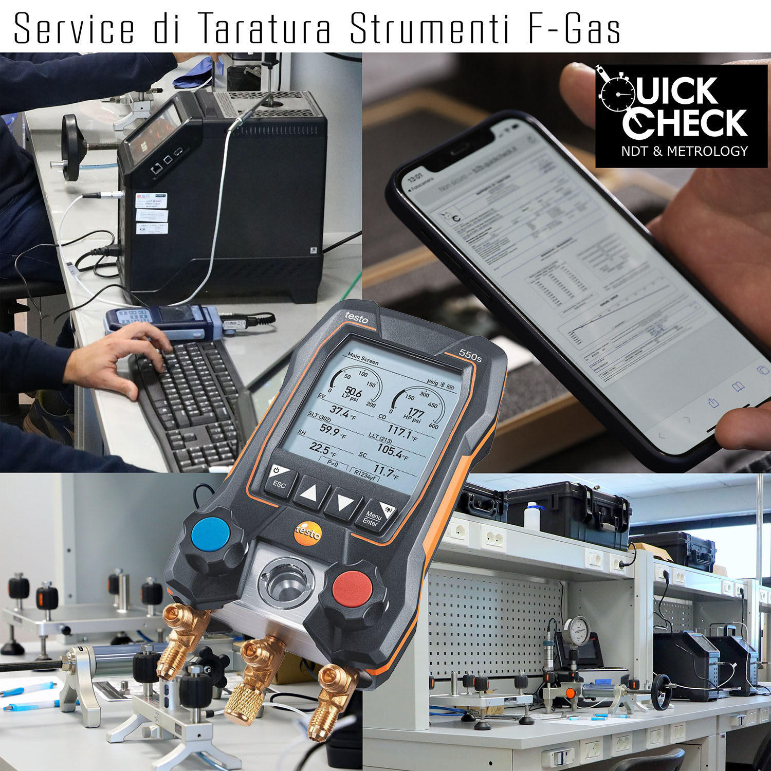 Kalibrierungsbericht Ref. ACCREDIA oder gleichwertig EA - Digital Manometer Group ohne Vakuummeter (nur Druck- und Temperatursonden), konform mit EU F-Gas Reg. Nr. 517/2014