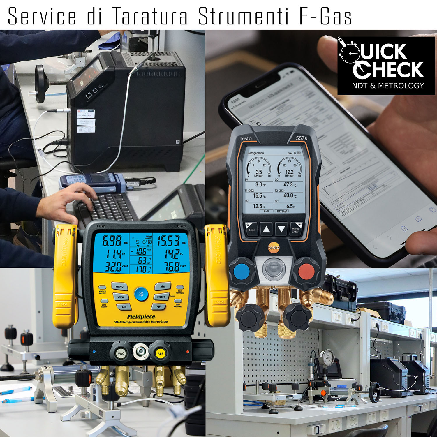 Kalibrierungsbericht Ref. ACCREDIA oder gleichwertig EA - Digital Manometric Group mit Vakuummeter und Temperatursonden, konform mit EU F-Gas Reg. Nr. 517/2014