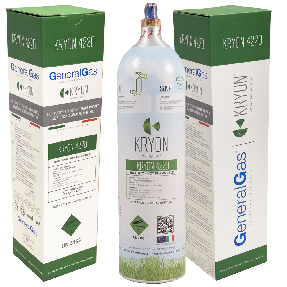 R422D KryoSmart Alu-Flasche - 1,1 Lt / 0,9 kg. - 48 Bar - Aluminium - Ventil ¼ SAE RH