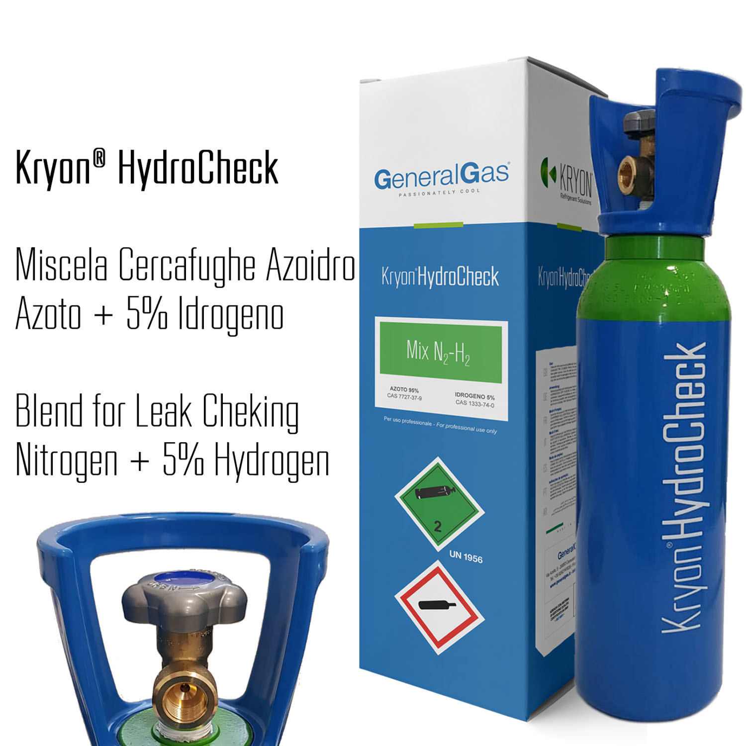 Kryon® HydroCheck Stickstoff-/Wasserstoffflasche 5% - 5 lt/1mc in einer Pappschachtel (nutzt den HandyGas-Service für den sofortigen Wechsel von leer zu voll)