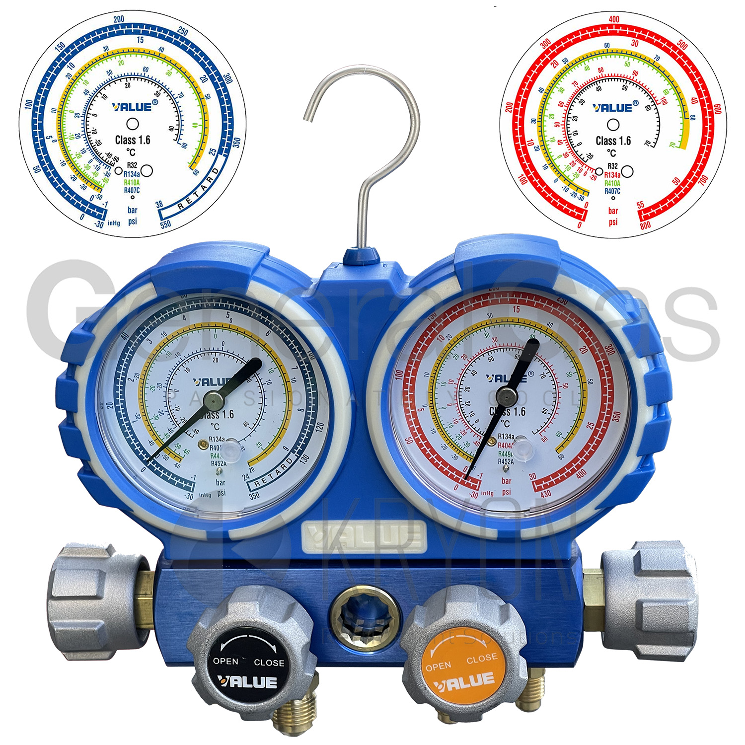 VALUE 4-Wege Messgerät für Klimaanlagen VMG-4-R32-03 - Messgeräte Ø 80 mm. - für Klimaanlagen (R32, R410A, R407C, R134a) im Gehäuse - Konformitätserklärung mit Seriennummer des gelieferten Geräts