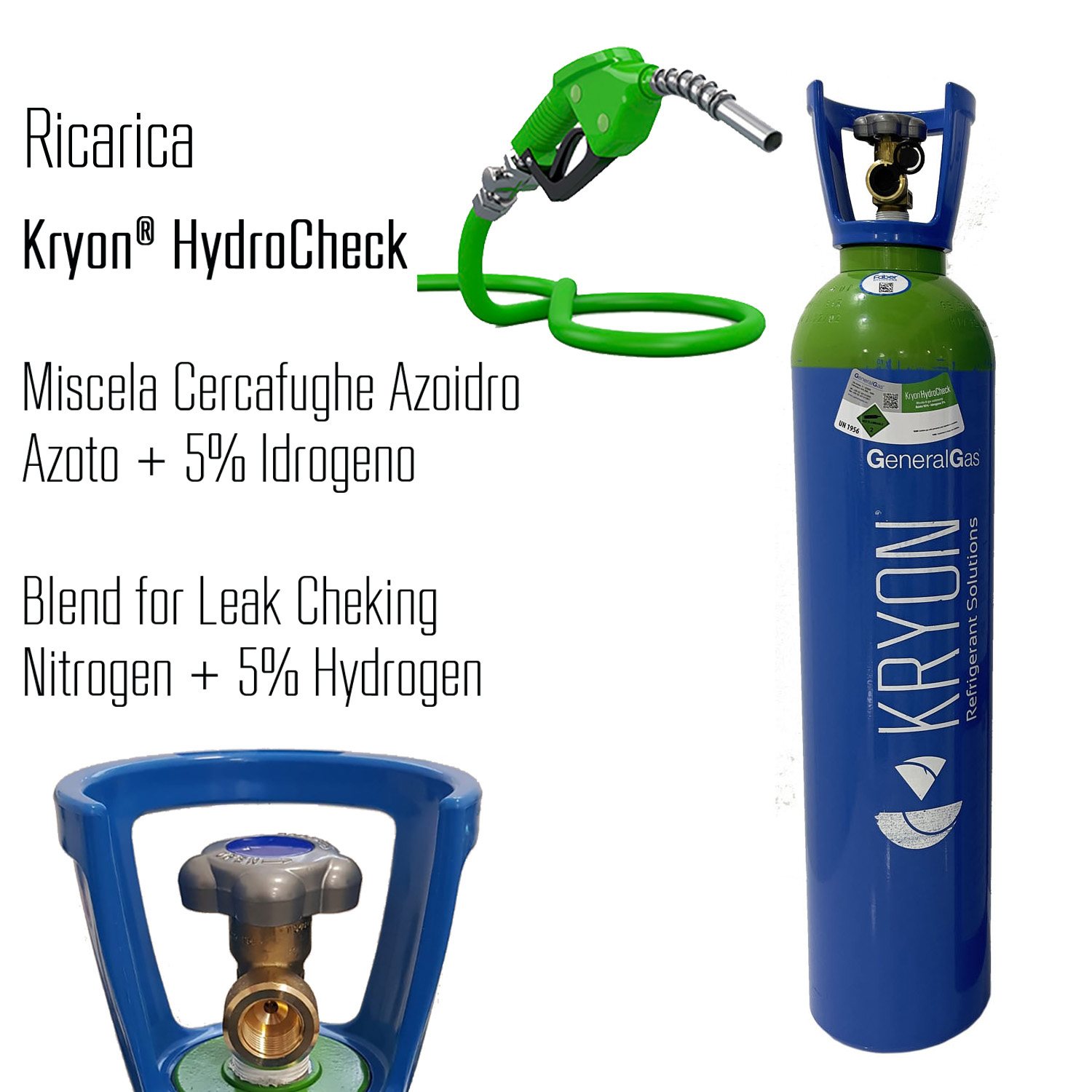 HandyGas nachfüllen (leer gegen voll) für Kryon® HydroCheck Flasche 14 l - 200 bar (3 mc Stickstoff-Wasserstoff-Gemisch 5%)