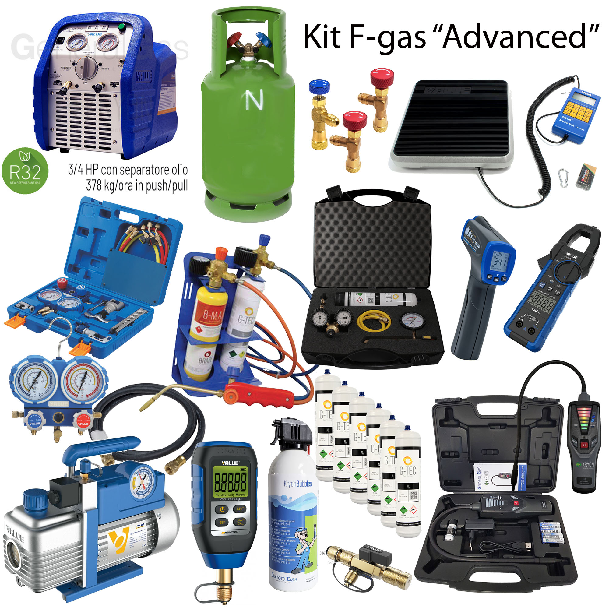 ADVANCED F-GAS Kit: HVACR-Ausrüstung in einem kompletten Kit (Referenzverordnung EC2015/2067)