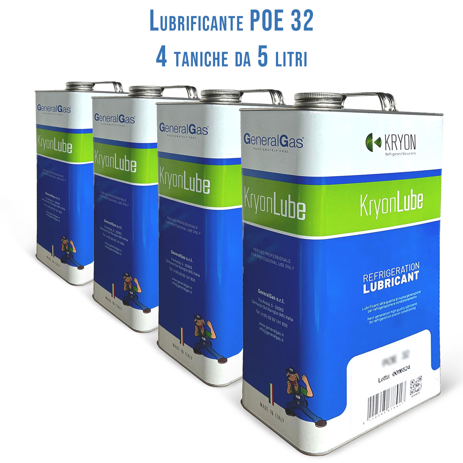 HVACR-Schmiermittel KryonLube POE 32 - Polyolester - Pack Nr. 4 Metallkanister 5 lt.