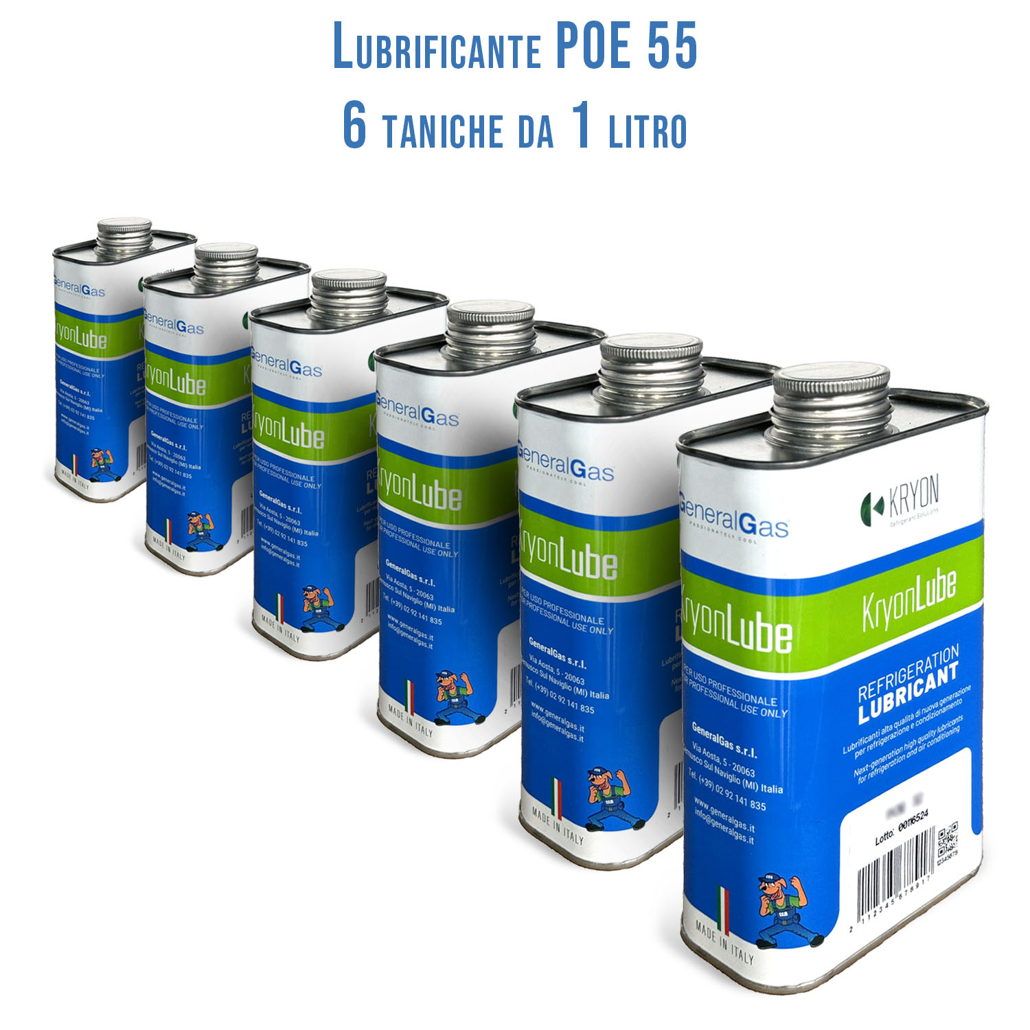 HVACR-Schmiermittel KryonLube POE 55 - Polyolester - Pack Nr. 6 Metallkanister 1 lt.