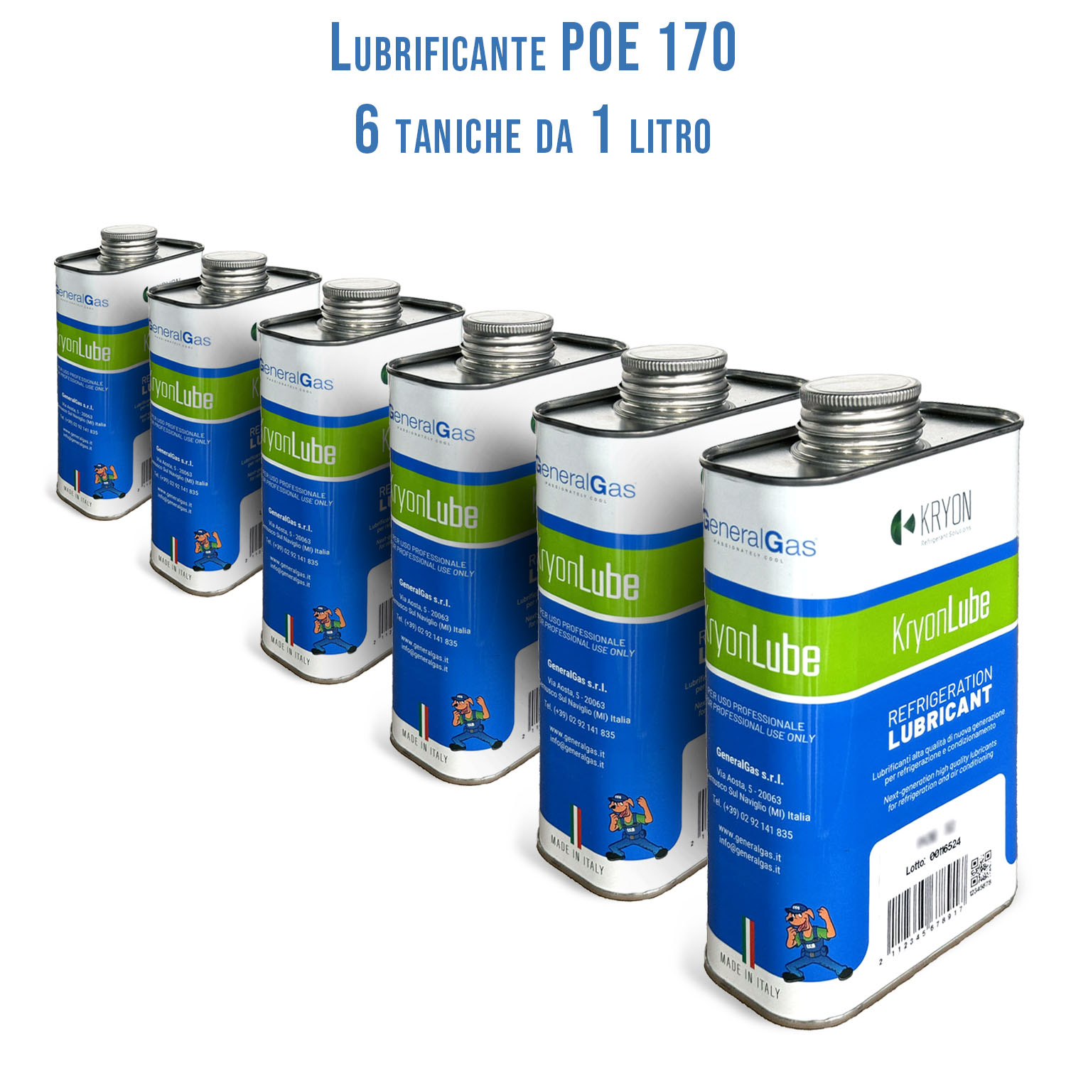 HVACR-Schmiermittel KryonLube POE 170 - Polyolester - Pack Nr. 6 Metallkanister 1 lt.