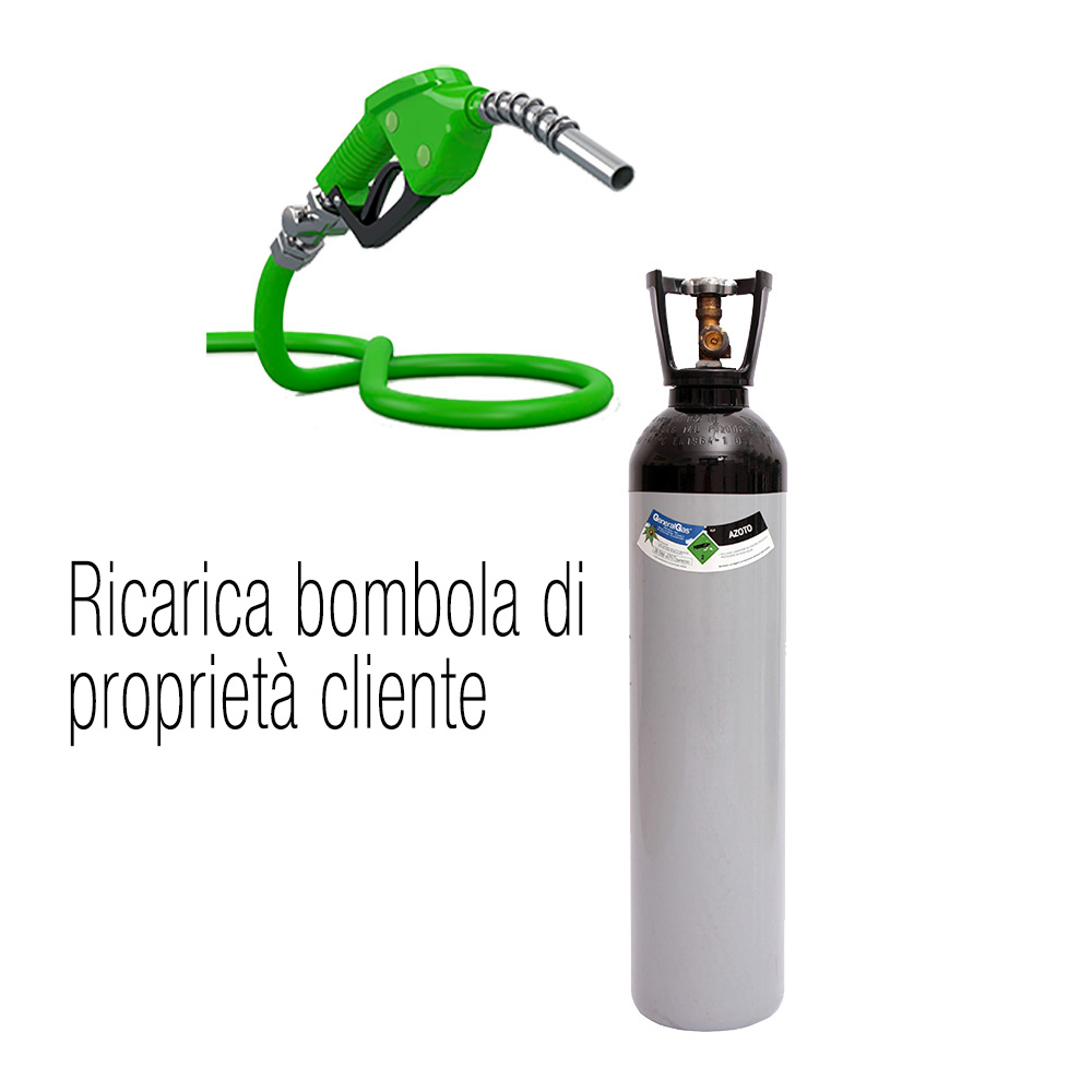 Ricarica azoto tecnico 14 litri - 3 mc per bombola proprietà cliente (bombola piena restituita in circa 15 giorni dalla consegna del vuoto)